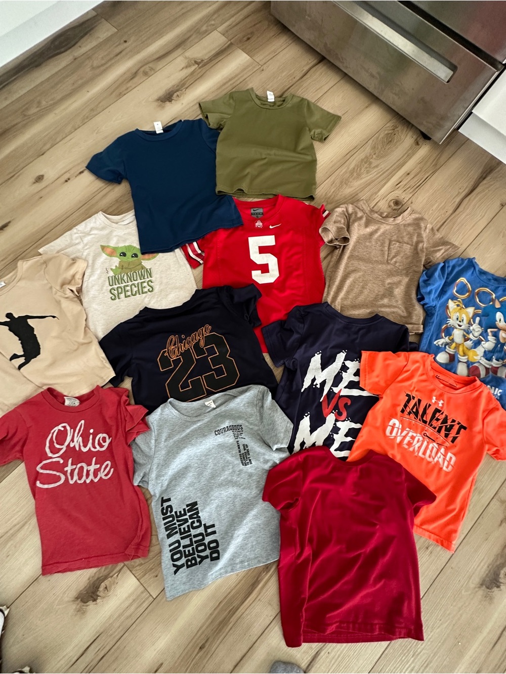 Nike Red Athletic Jersey Tee with White Number 5 - Kids